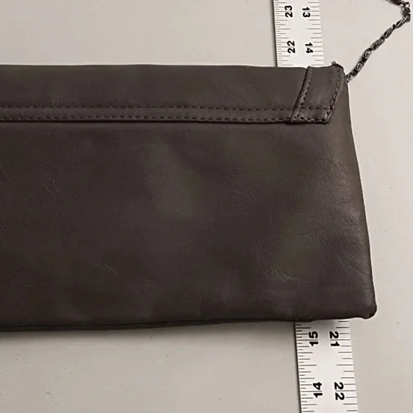 Gray Clutch Crossbody bag Gunmetal Studs Black Faceted Stones Removable Chain - Picture 4 of 11